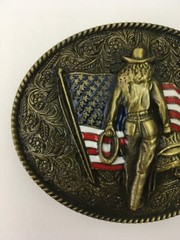 Cowgirl Belt Buckle American West Cow Girl USA Flag
