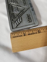 North American Fishing Club Life Member Belt Buckle NAFC Al Shay Pewter Tone 3in