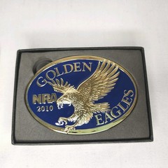 NRA Belt Buckle Golden Eagle 2010 Gold with Blue Background New in Original Box