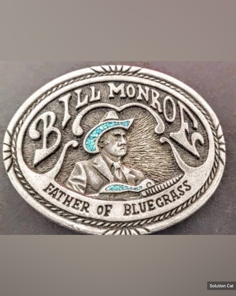 Vintage Bill Monroe Father of Bluegrass Pewter & Turquoise western Belt buckle