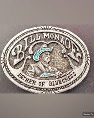 Vintage Bill Monroe Father of Bluegrass Pewter & Turquoise western Belt buckle