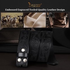 JASGOOD Western Leather Fit waist size 27-30 »(belt length 39 »), A-black