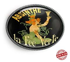 Absinthe Belt Buckle – Victorian Vintage Poster Art Handmade Oval Buckle – 276