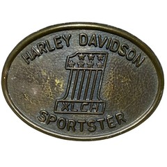 Harley Davidson Sportster XLCH Belt Buckle Number 1 Logo Brass Tone Oval Vintage