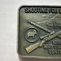VNTG NRA WHITTINGTON CENTER BELT BUCKLE Shooting Future Raton NM Hunting Rifle