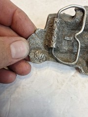Vintage 1977 Cutout Bergamot Semi Trailer Belt Buckle Truck Driver Rig USA Y-38