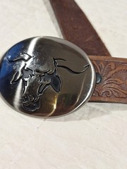Justin TROPHY BULL Buckle On Genuine Leather Belt