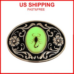 Belt Buckle Men Luminous 3D Scorpion Western Cowboy Belt Buckle for Unisex NEW
