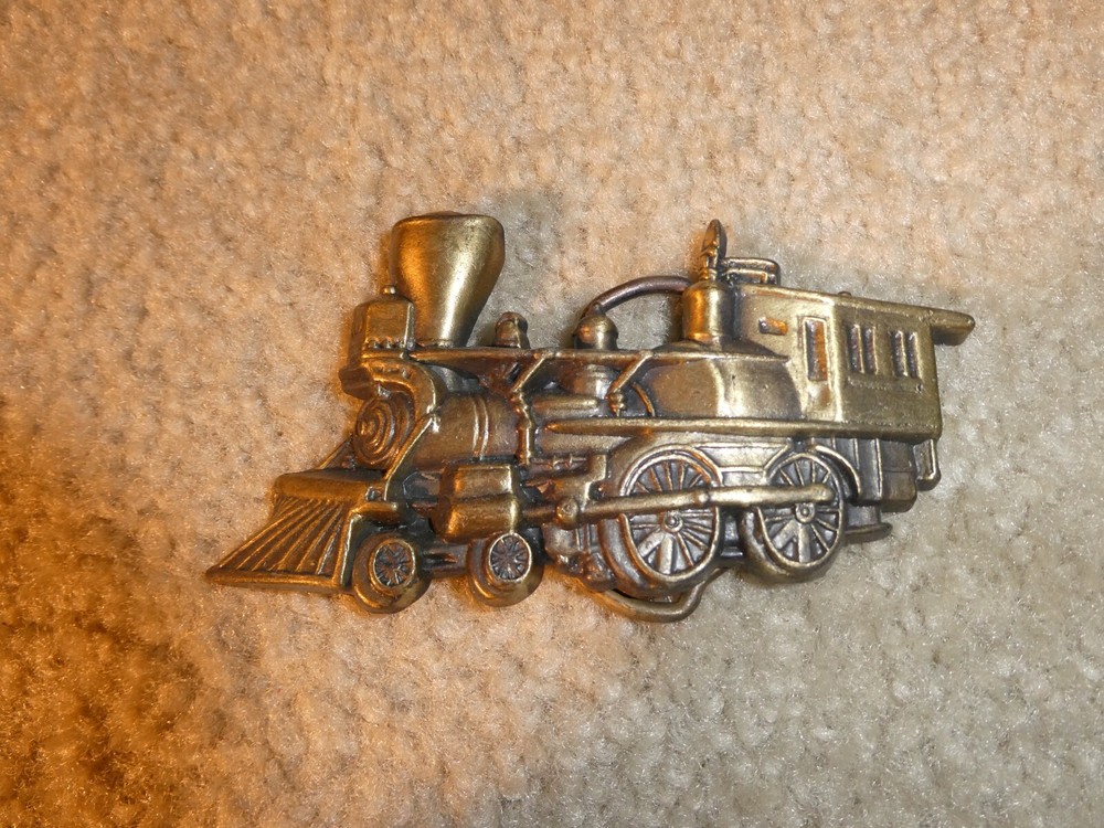 Vintage Brass Steam Locomotive Belt Buckle 4 1/4&Prime; Wide