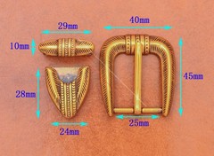25MM Gold Plated Western Cowboy Prong Leathercraft 3-Piece Set Pin Belt Buckle