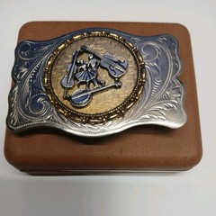 Square Dancers Vintage Belt Buckle Two Toned , Music Instruments B203-6