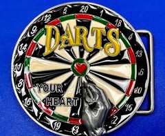 Throwing Darts – Your Heart Dart Game Love Board Sports Bar Novelty Belt Buckle