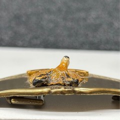 Vtg 1978 AHM Collie Dog Brass Belt Buckle Enamel 3D Relief Animal Collectible