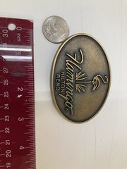 Brass Colored Metal “Flamingo” Hilton Reno 3” Belt Buckle