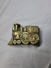 VINTAGE Solid Brass Train Belt Buckle Locomotive Engine Steam Changeable