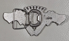Cadillac Crest Crossed Pistols Belt Buckle Bottle Opener Silver Black