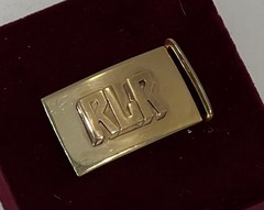 Men&rsquo;s 14K Solid Yellow Gold Belt Buckle, Has Block Monogram, 25.1 grams