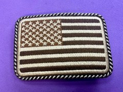 Embroidered American Patriotic Flag Rope Border Vintage Western Belt Buckle