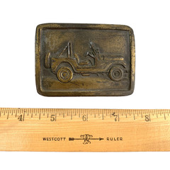 Vintage Indiana Metal Craft Brass CA22 Classic Jeep Rough Rider Belt Buckle