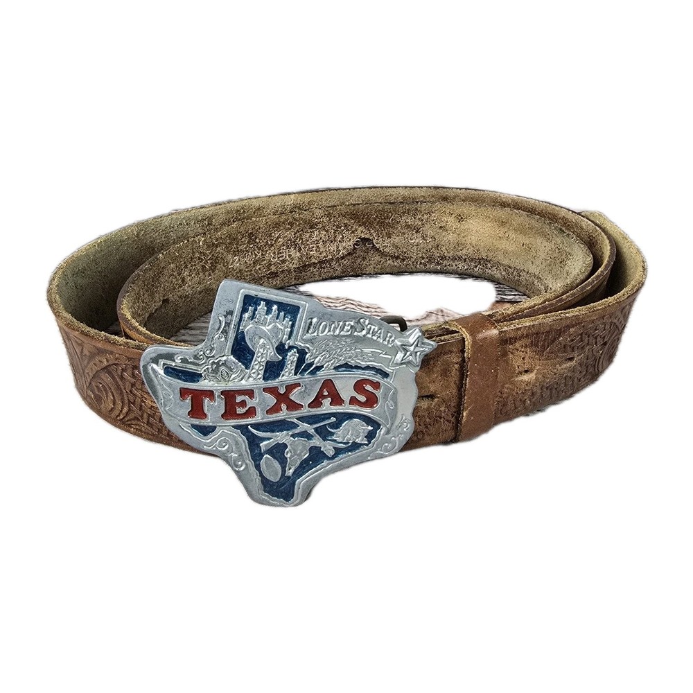 Texas Belt Buckle The Great American 1980 Lone Star 142 Belt Change Buckle Leath