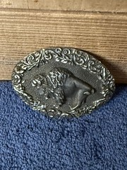Vintage EGE American Bison Pewter Belt Buckle Buffalo 1993 Made In USA