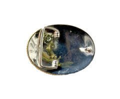 Western Initial Belt Buckle 3.5 x 2 5/8 in Oval R Silver Engraved Gold 1.75