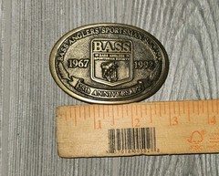 Bass Anglers Sportsman Society Metal Belt Buckle 25th Anniversary 1967-1992