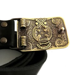 Brass belt buckle pre-Christian sun cross; Zgarda; Teutonic or Maltese cross