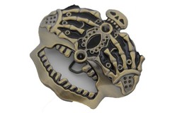 Men Women Dark Gold Belt Buckle Skull Skeleton Bones Pirate King Crown Halloween