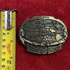 1982 Islands Of Hawaii Metal Brass Belt Buckle 50th State The Aloha State VTG