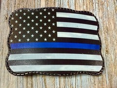 USA Flag Stars Striped with Blue Line Belt Buckle Card Holder Wallet / Stash box