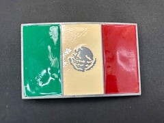 Mexico Flag Patriotic Belt Buckle Western Cowboy Eagle Country Emblem