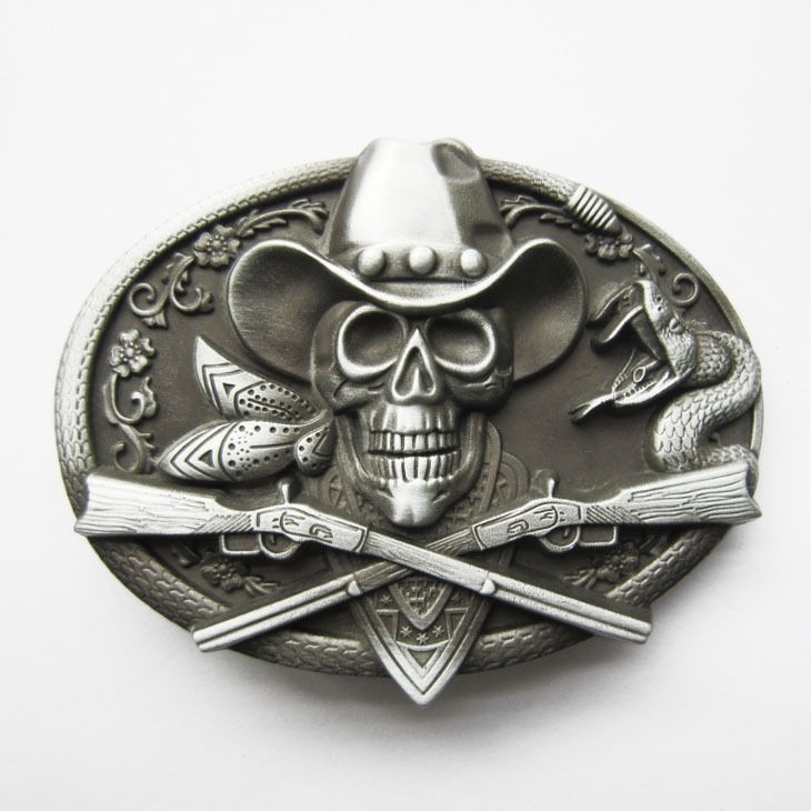 Original Cowboy Skull Rifles Western Belt Buckle