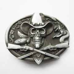 Original Cowboy Skull Rifles Western Belt Buckle