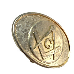 Vintage Masonic Compass G Symbol Gold Tone Oval Metal Belt Buckle