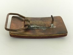 Vintage Ampersand Brass Mixed Woods Belt Buckle Kalamazoo Michigan 2.5&Prime;