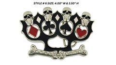 Skull Skeleton Rock Rebel Belt Buckle Mens Womens Silver Metal Halloween Costume