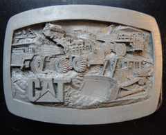 Caterpillar CAT Equipment Machines Pewter Men Belt Buckle Bulldozer Loader Dump