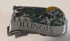 Vintage Collectible 1984 ILLINOIS Pewter and Enamel Belt Buckle by Bergamot