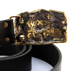 Belt buckle Angry Skulls, Solid brass handmade belt buckle with birds skulls