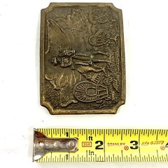 Vintage Western Belt Buckle Pioneers Wagon Train Trail Cowboy Horse
