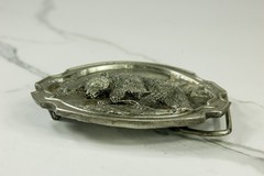 Grizzly Bear pewter belt buckle western vintage Siskiyou Buckle Co 1984