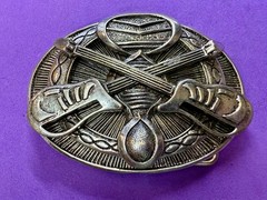 Crossed Sword&rsquo;s Weapon Gothic Punk Vibe Silver Color Silver Dagger Belt Buckle