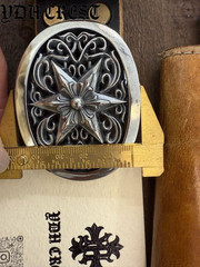 Gothic Star Belt Buckle Silver Tone Ornate Oval Biker 2.4oz【DDKRO】