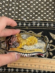 Western Buckle Gold Black Silver Rooster Cowboy 2 »Buckle Hebilla Vaquero Gallo
