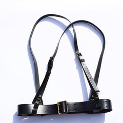 CHINESE ARMY PLA ARMED MILITARY TACTICAL OFFICER LEATHER BELT AND SUSPENDERS SET