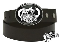 Sugar Skull Bride & Groom Belt Buckle – Day of the Dead Wedding Handmade Gift 66
