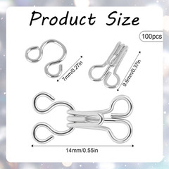 100 Pairs Sewing Hooks and Eyes Brass Closure Clips for Clothing and DIY