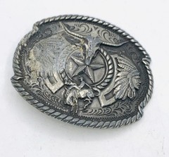 Vintage Nocona® Men&rsquo;s Oval Berry Edge Steer Skull Belt Buckle Z7