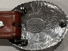 Crumrine Western Belt Buckle Cowboy Till Death Silver Creek Brown 36